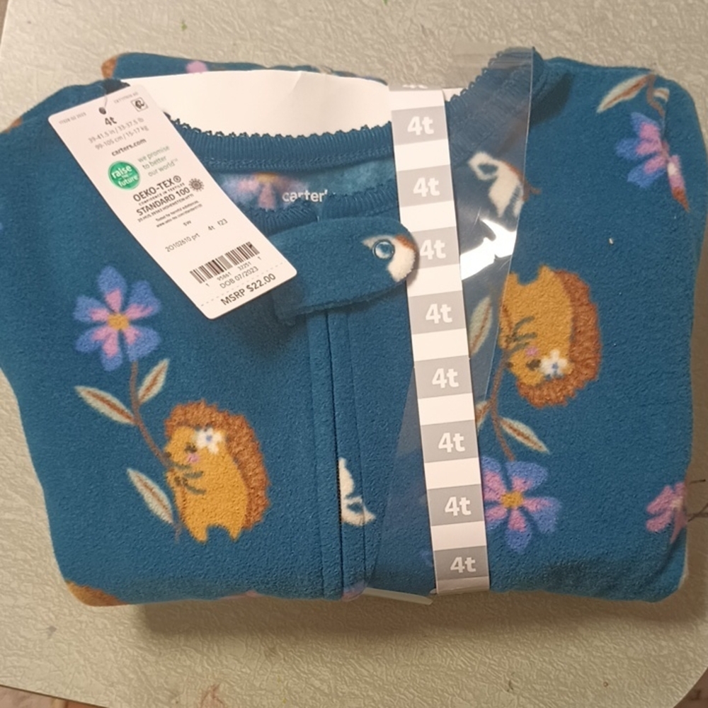 Carter's Teal Pajama Set with Hedgehog Design